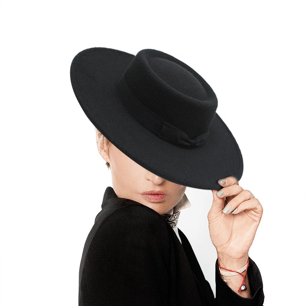 8.5CM Big Wide Brim Fedora Hat – Classic British Style, Women’s Fashion Felt Hat for Autumn Winter (Church/Wedding/Jazz)