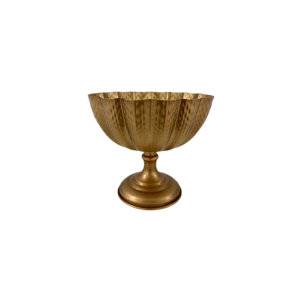 Vintage Planter Vase, Brass Tone Wide Mouth Flower Holder for Wedding Party Home Table Decor