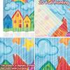 Set Of 2 Flat Printing Scene Curtains Colorful Sunny Village Digital Printed Polyester Drapes Birthday Party Use Event Curtain