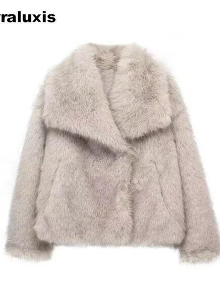 Winter Eco-Friendly Fur Coat Overcoat Women's Top Loose Fit Large Size Faux Fur Fashion