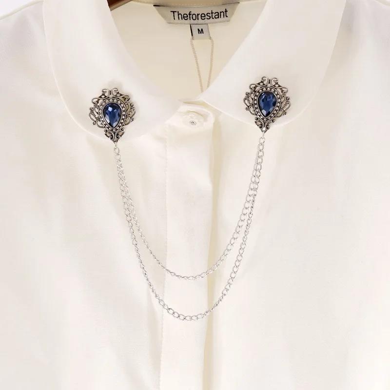 New Vintage Alloy Rhinestones Large Brooches Fashion Shawl Tassel Chain Lapel Pin Shirt Suit Jewelry for Men Wedding Accessories