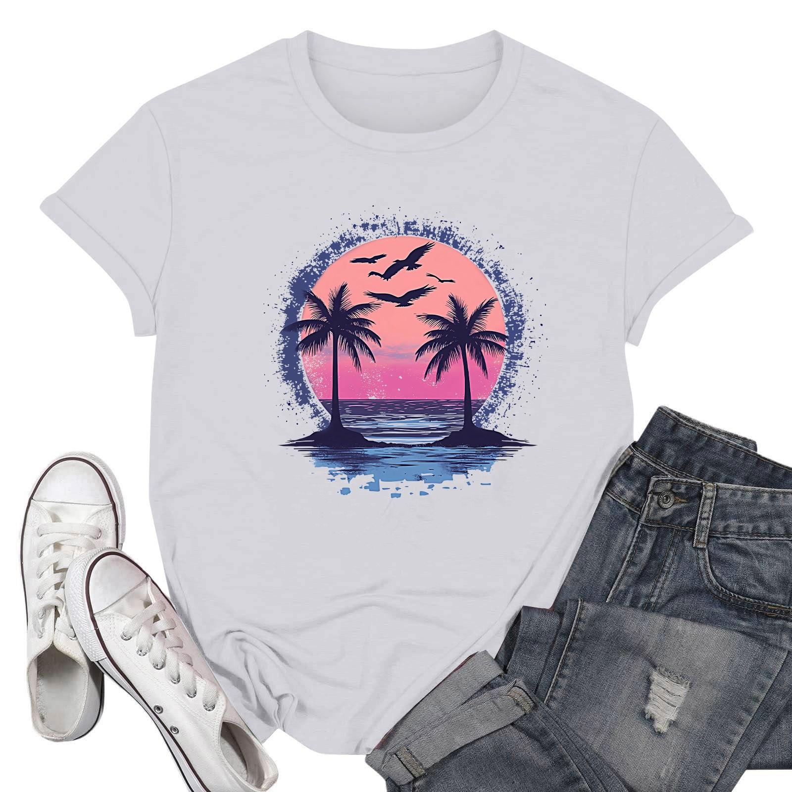 

Женские модные повседневные пуловеры с короткими рукавами и круглым вырезом с принтом XXL белый