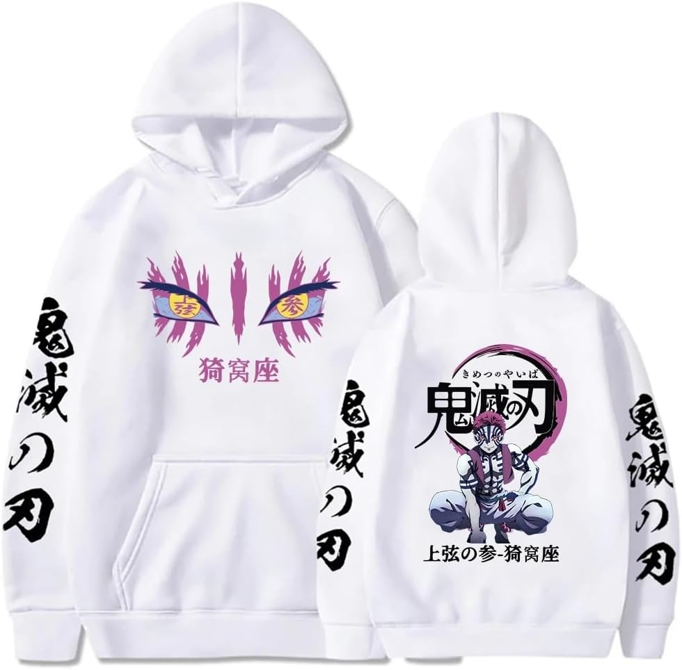 Anime Hoodies Akaza Graphic Printed Pullover Fashion Cosplay Sudadera Harajuku Streetwear Y2K Sweatshirt Male Cloth