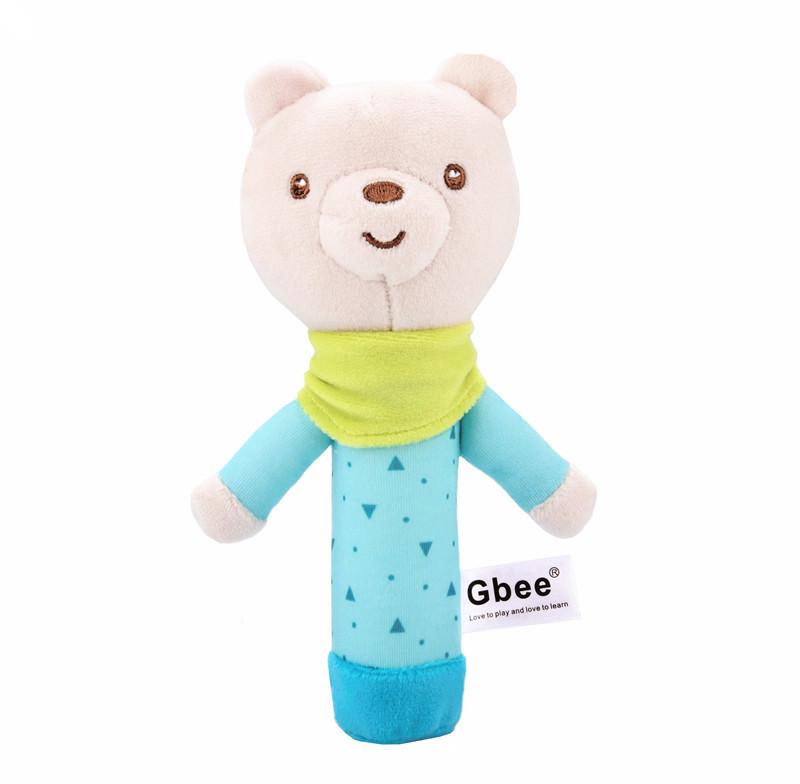 Gbee Красочная плюшевая погремушка-животное - Успокаивающая игрушка для младенцев 0-1 год