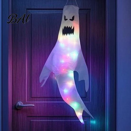 Festival Party Supplies 47 Inch Halloween Hanging Ghost Windsock with LED Lights, Luminous Flying Ghosts Knitted Fabric Flag Wind Socks for