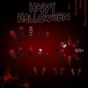 Halloween Press On Nails Almond Fake Nails Spider Acrylic Nails Glossy False Nails Stick On Nails Full Cover Fake Nails