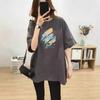 Versatile Medium and Long Version Short-sleeved T-shirt Women's New Popular New Popular Ins Simple Trend Japanese Lazy