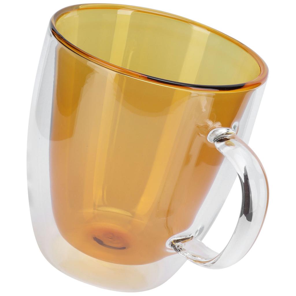2Layer Cylindrical Coffee Cup HeatResistant Transparent Milk Mug for Home School (Lake Green Liner )