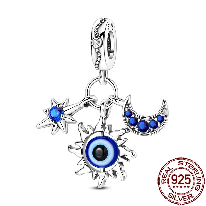 Charms Copper Moon Star Night Sky Galaxy Celestial Dangle Beads Fit Snake Chain Bracelet Necklace Women Diy Jewelry