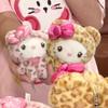 Sanrio Leopard Print Bear Series Hello Kitty Plush Keychain Bag Pendant Ornament Sweet Birthday Gift For Kids And Girls