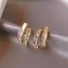 S925 Sterling Silver Double Layer Rhinestone Shell Earrings - Elegant Light Luxury for Women