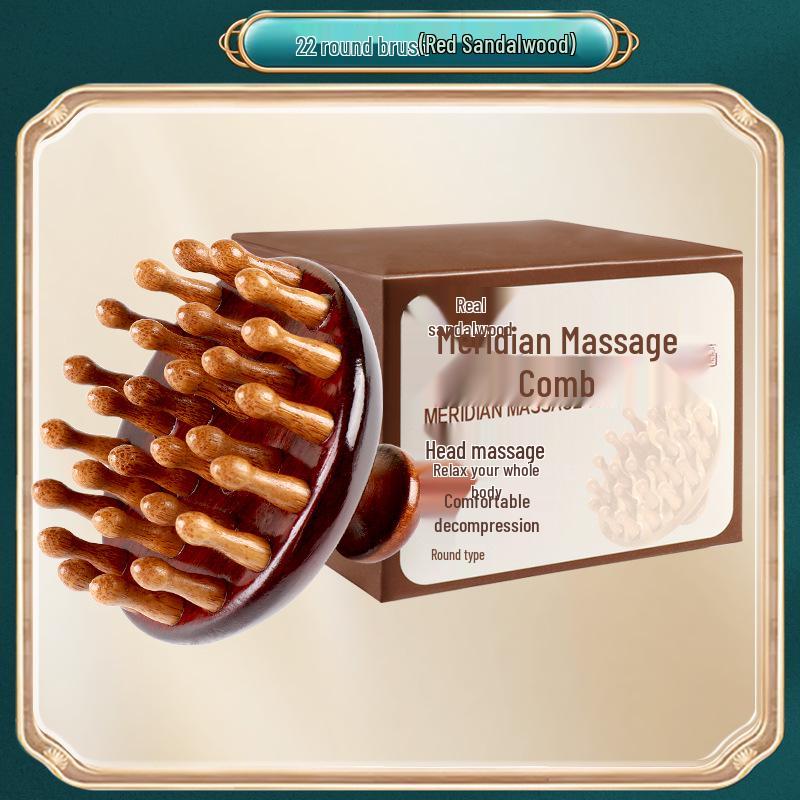 Sandalwood Round Disc Scalp Massage Comb for Hair Nourishing and Follicle Health