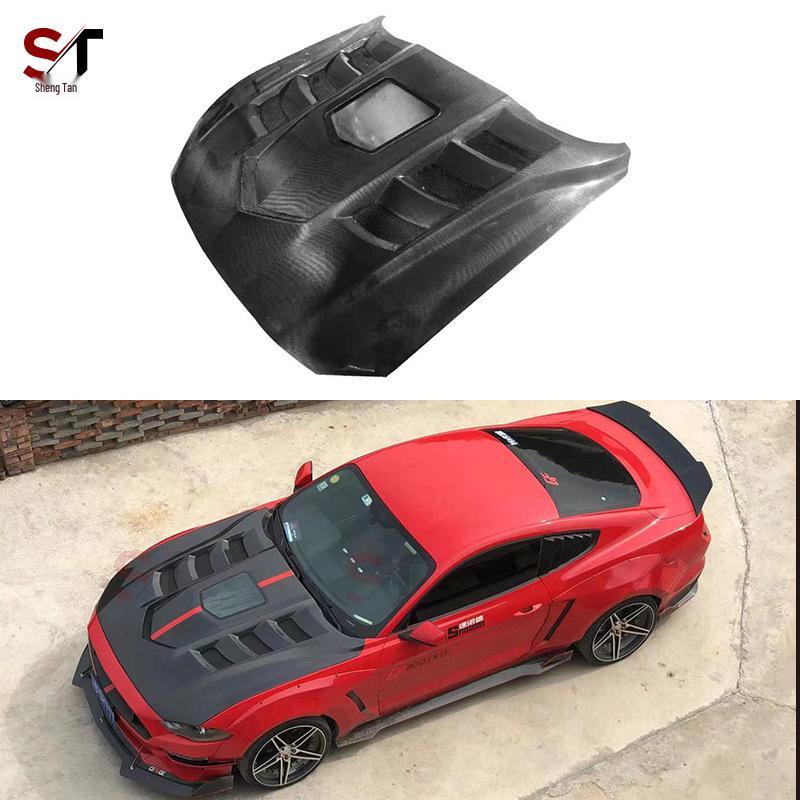 Ford Mustang Carbon Fiber Transparent Engine Hood Body Kit