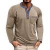 Men's Button Lapel Colored Cotton Long Sleeved Base Men's Top