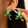 Cute Enamel Frog Punk Crative Earrings for Women Gothic Fun Animal Piercing Earrings Party Fashion Vintage Retro Jewelry Gifts