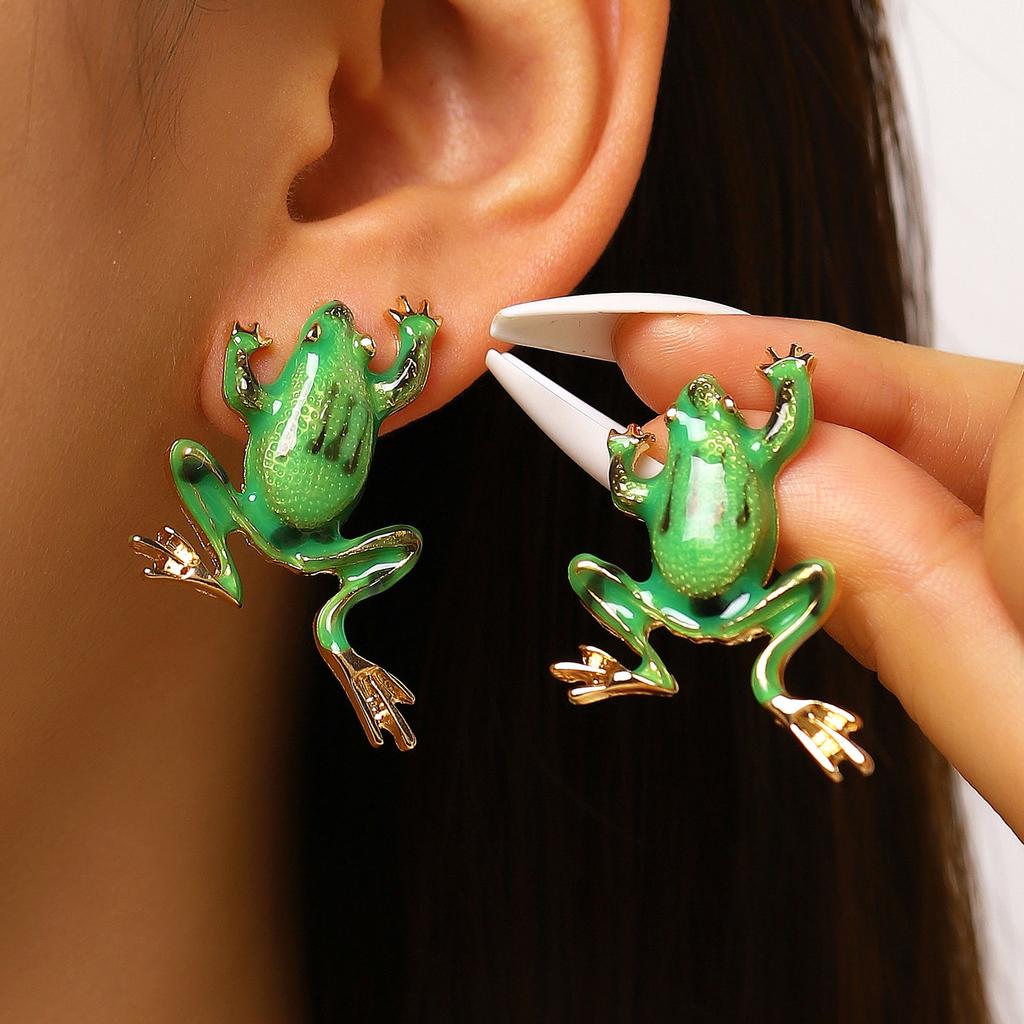 LATS Hip-hop Rock Quirky Cute Cartoon Personality Creative Frog Earrings for Women Jewelry Accessories Gifts