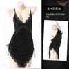 Sexy Velvet Lingerie Deep V Showing Breasts Passion Seduction Pajamas Cross-strap Backless Pajamas
