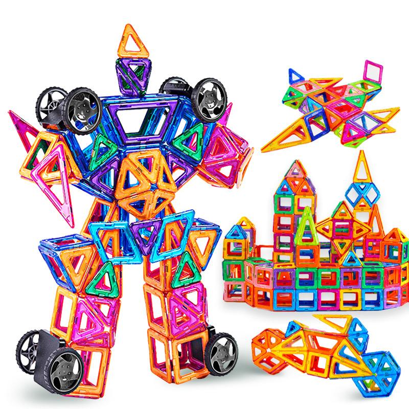 30-168PCS Big Size Magnetic Toys DIY Designer Construction Magnetic Building Blocks Kit Kids Educational Toys Gifts