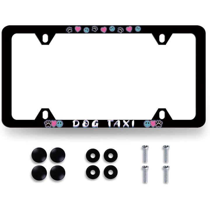 Blue Boho Flowers License Plate Frame Stainless Steel Holder 12.2" X 6.2" | Cute Floral License Plate Personalise Auto Parts for Men Women Car