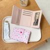 Cute Floral Coin Purse Heart Snap Button PU Leather Trifold Wallet Mini Portable Women Wallet