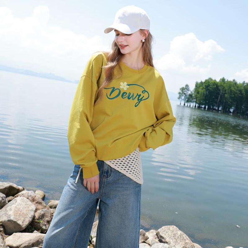 Sancai 2025 Fall Floral Letter Print Loose Sweatshirt