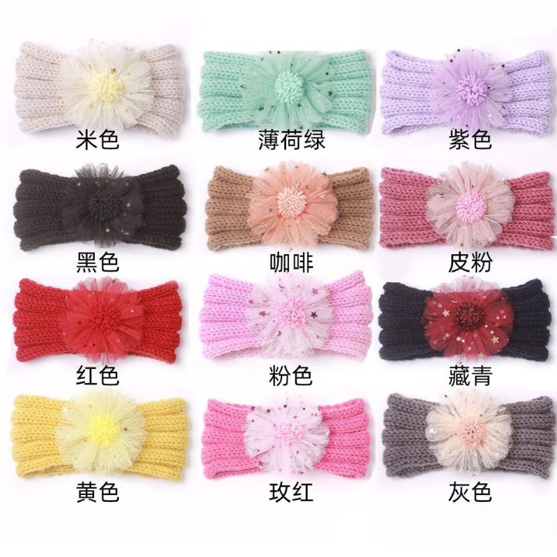 New Children's Winter Warm Headband, Cute Baby Creative Flower Headscarf, Baby Knitted Headband