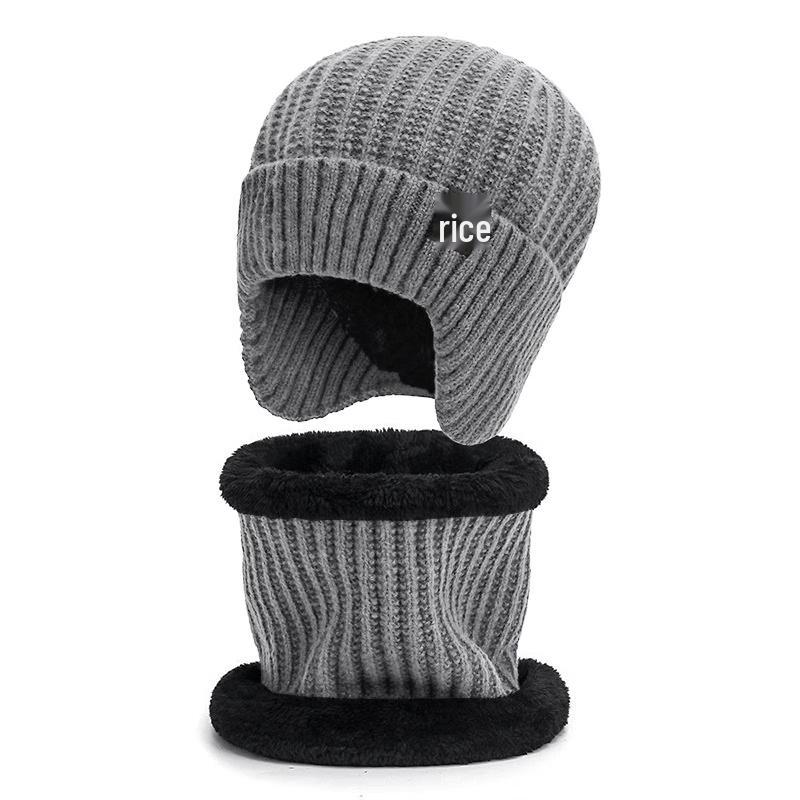 ZHENYUEQI Unisex Fleece-Lined Knitted Hat & Neck Warmer Set