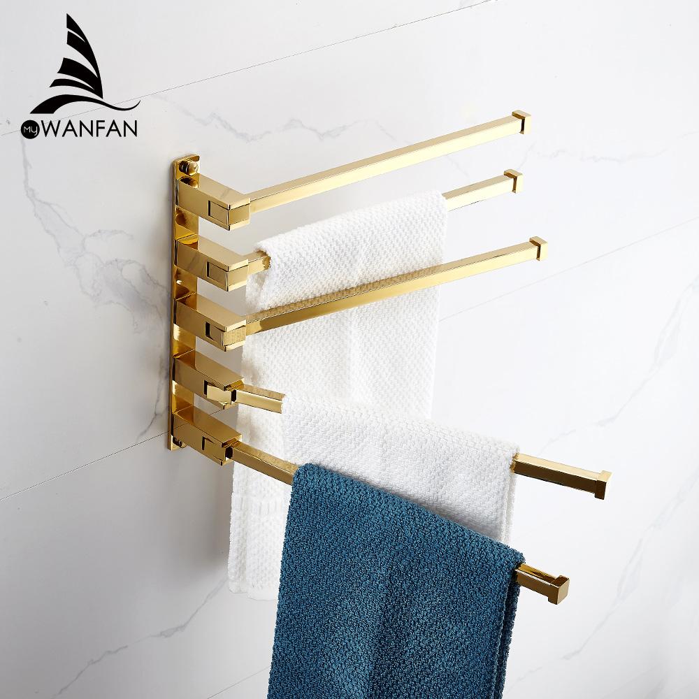 

Towel Racks Chrome 5 Layer Activities Towel Bar Holder 180 Degree Rotation Wall Bathroom Accessories Hanger Shelf 7535