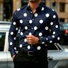 Camicia da Uomo a Pois Manica Lunga, Camicia Business Casual Slim Fit, Top da Uomo Tendenza Moda Casual da Esterno