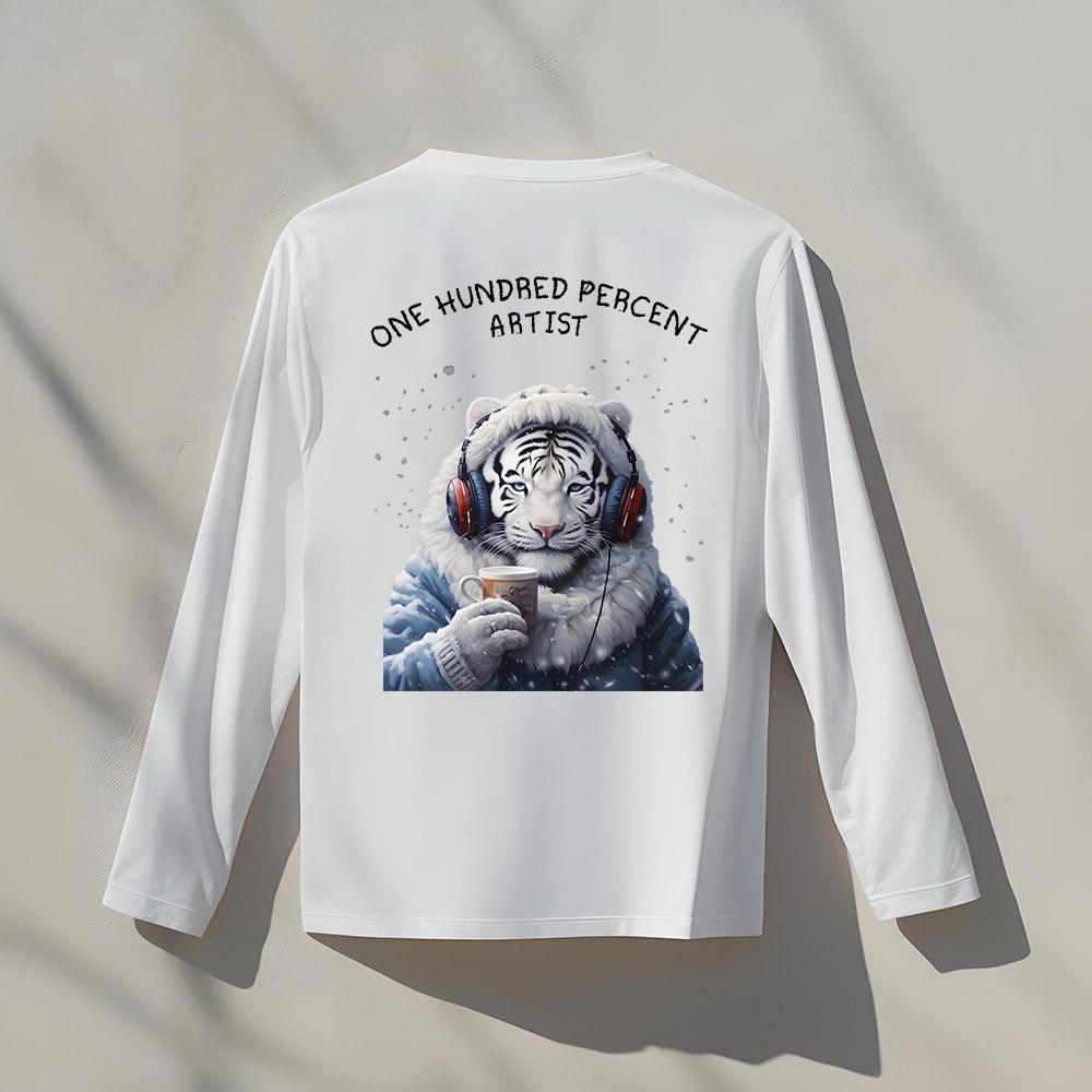 OHP Ohp X Harmonia Snow-Falling White Tiger Basic Long Sleeve T-Shirt