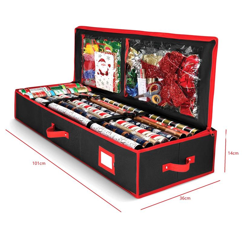Good-Gift Wrap Organizer Bag Wrapping Paper Storage Bag Useful Pockets For Xmas Accessories Underbed Storage For Decorations