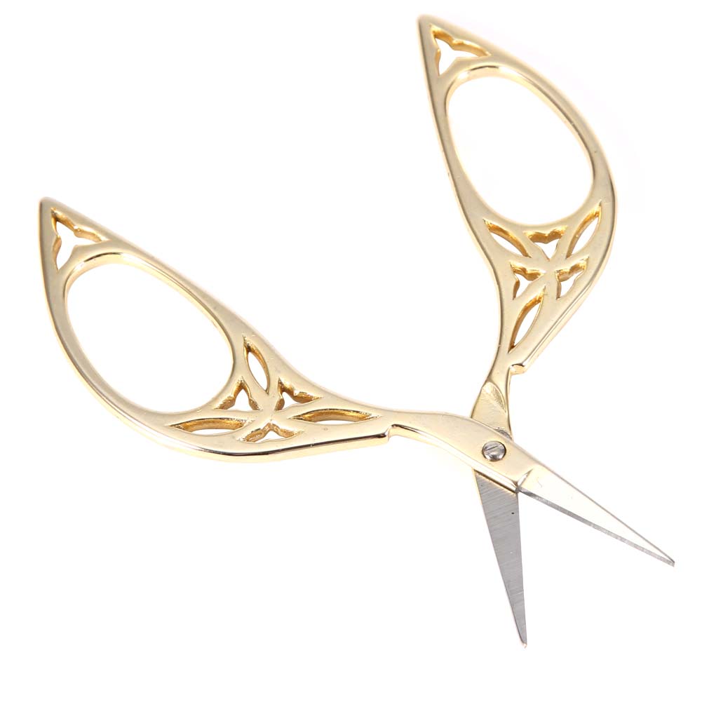 Vintage Creative Leaf Design Scissors Stainless Steel Household Needlework Scissors (Gold)