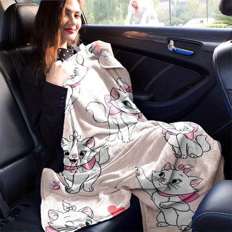 1PC Cartoon Marie Cat Print Blanket, Seasonal Universal, Home Decoration, Throw Blankets, Cute Marie Cat Design, Soft Flannel Throw Blanket, Versatile
