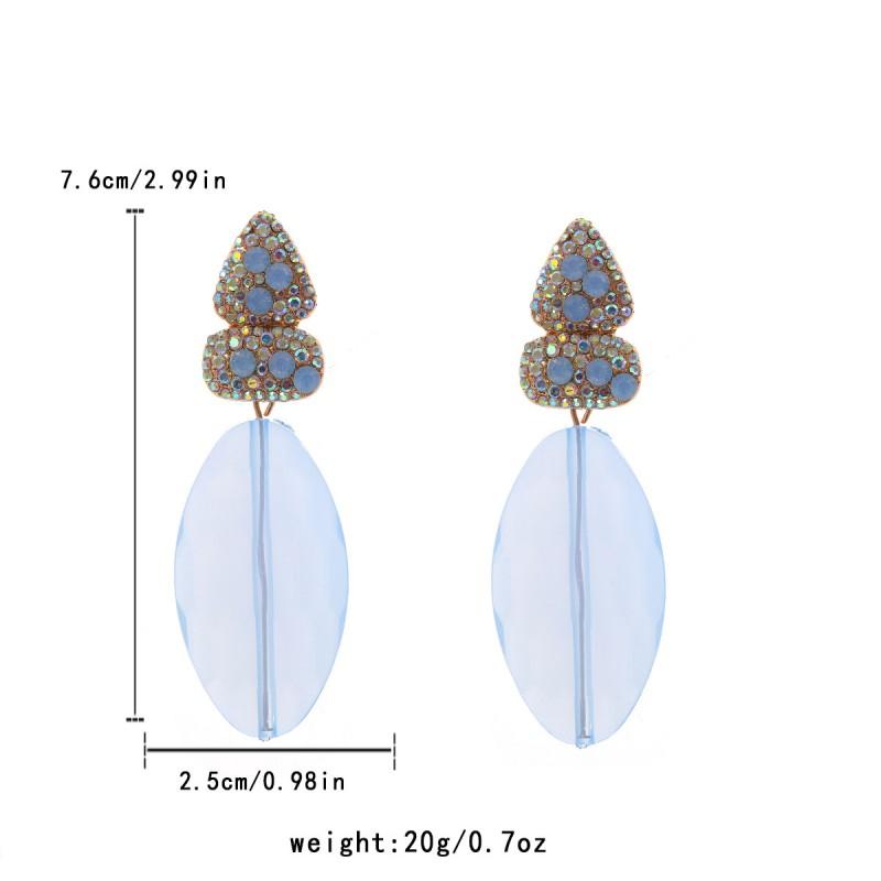 Geometric Layered Drop Earrings With Rhinestone Accents Bold Statement Jewelry Women Blue Green Pink Purple