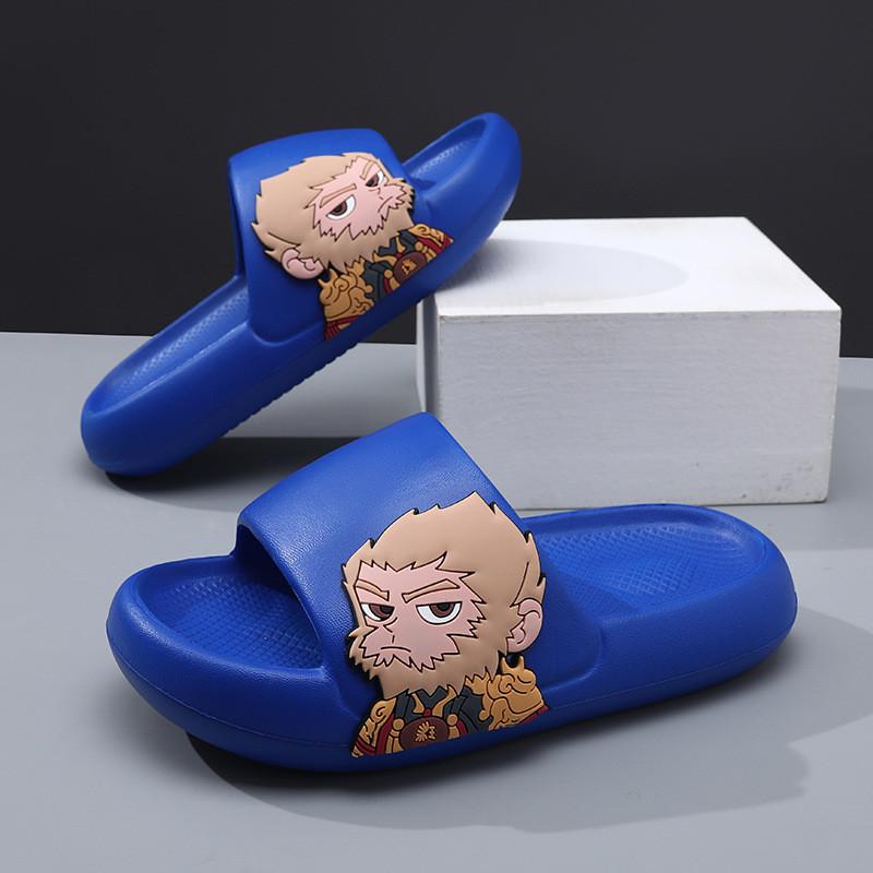 Cartoon Style Black Myth Wukong Kids Slide Sandals For Boys Summer Soft And Comfortable