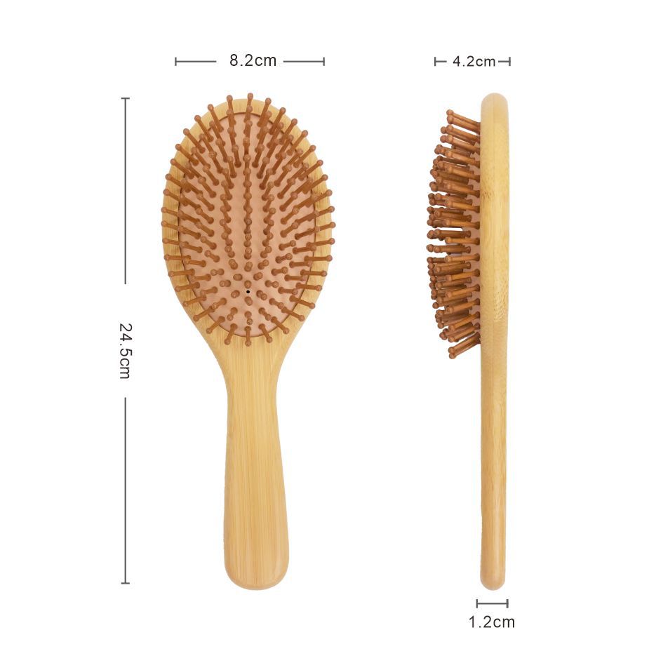 100% Natural Eco-friendly Bamboo Wooden Hair Cushion Brush Comb Massage Private Label Paddle Detangling Hair Brush for Women