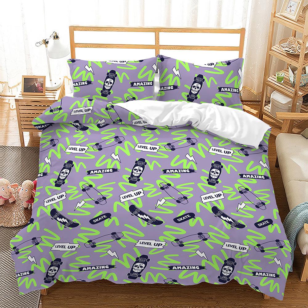 Sports Series Baseball Basketball Football Bed Three-Piece Quilt Cover 3D Digital Printing Kit