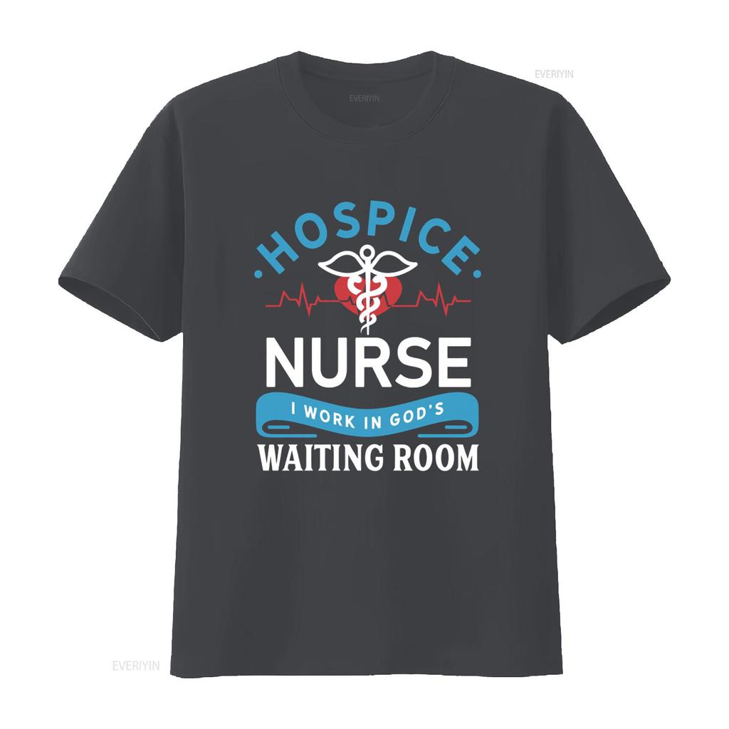 Hospice Nurse T Shirt I Work In Gods Waiting Room Design Medical Symbol Heartbeat Line Print Christian Apparel Vintage