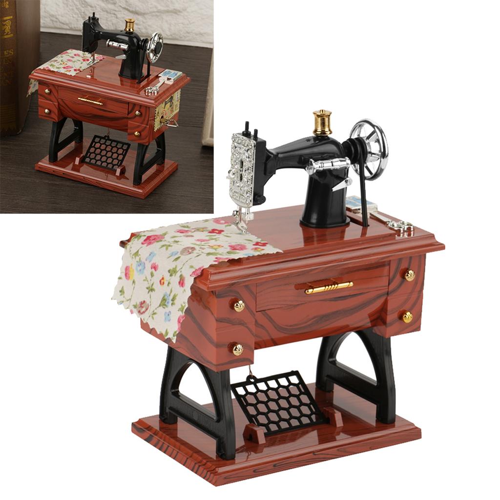 Mini Vintage Creative Retro Sewing Clockwork Music Box Gift Table Decoration