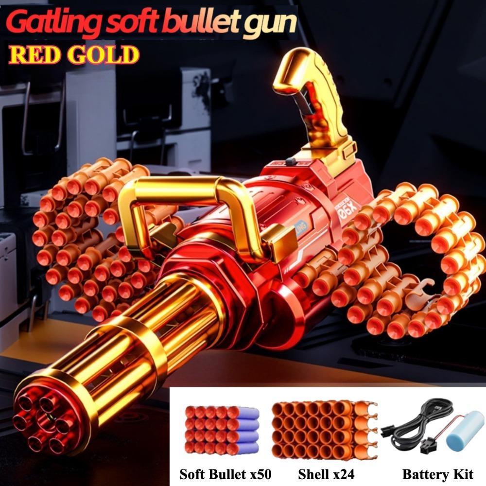 Golden Gatling Electric Chain Soft Bullet Gun Diy Self-Assembly Tactical Gatling Gun Toy Children'S Christmas Gift