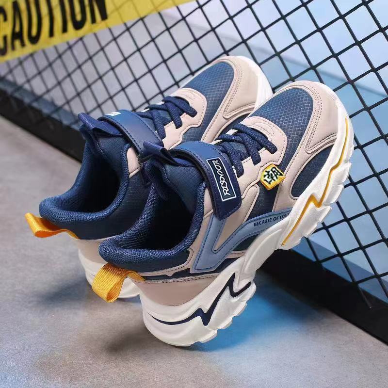 Children's shoes Boys' sports shoes Boys' spring and autumn shoes New mesh leather breathable middle and old children's and primary school students' r