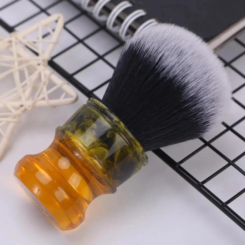Yaqi 24mm Wet Shaving Brush & Sandalwood Soap Set For Men Travel Beard Care Tool Black/White Tuxedo Synthetic Fibre Resin Handle
