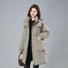 2025 Winter New Versatile Korean Down Padded Jacket Women's Mid-length Over-the-knee Loose Slimming Thickened Hooded Cotton Jacket