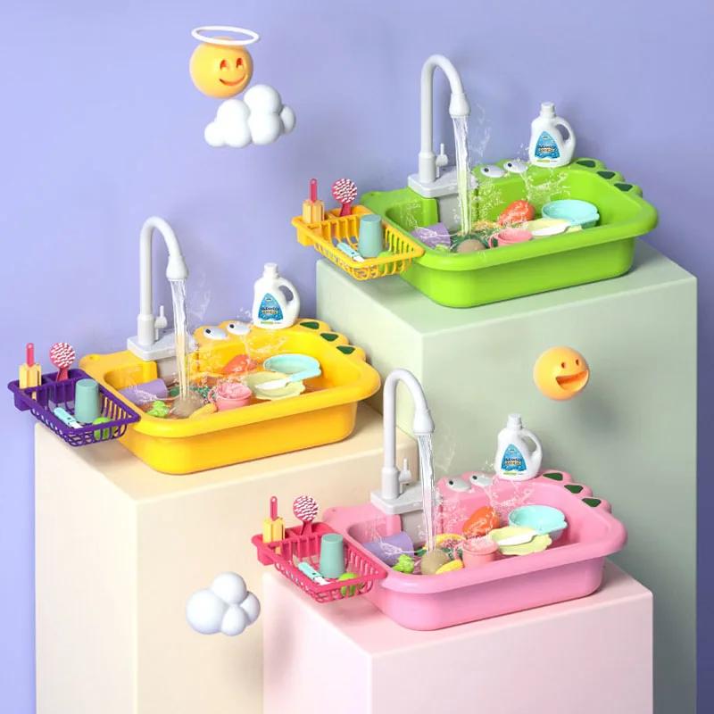 Non-Toxic New Faucet Play Sink Kitchen Sink Toy Electric Faucet Play Kitchen Toys Swimming Pool Floating Fishing Toys Water Play Baby Gift