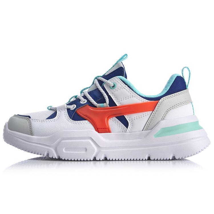 New LINING Mark Casual Shoes Women's Low Top White Blue Red AGCQ054-1