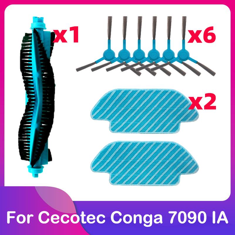Fit For Cecotec Conga 7090 IA Robot Vacuum Cleaner Replacement Spare Part Accessories Main Brush Roller Side Brush Mop Cloth Rag