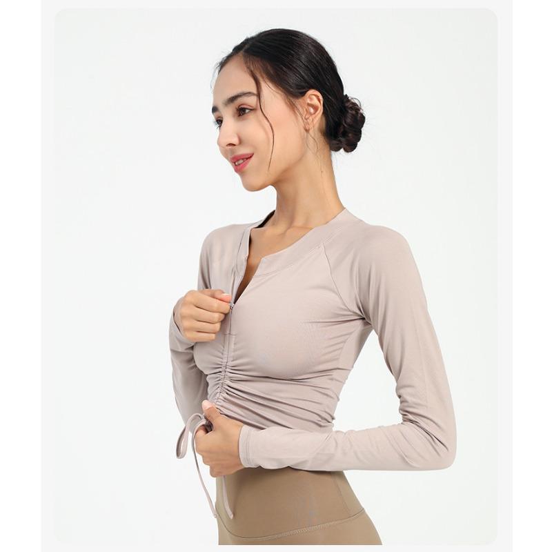 Yoga Sports Tops Women's Tight Drawstring Long Sleeve T-Shirt Autumn Running Fitness Clothing