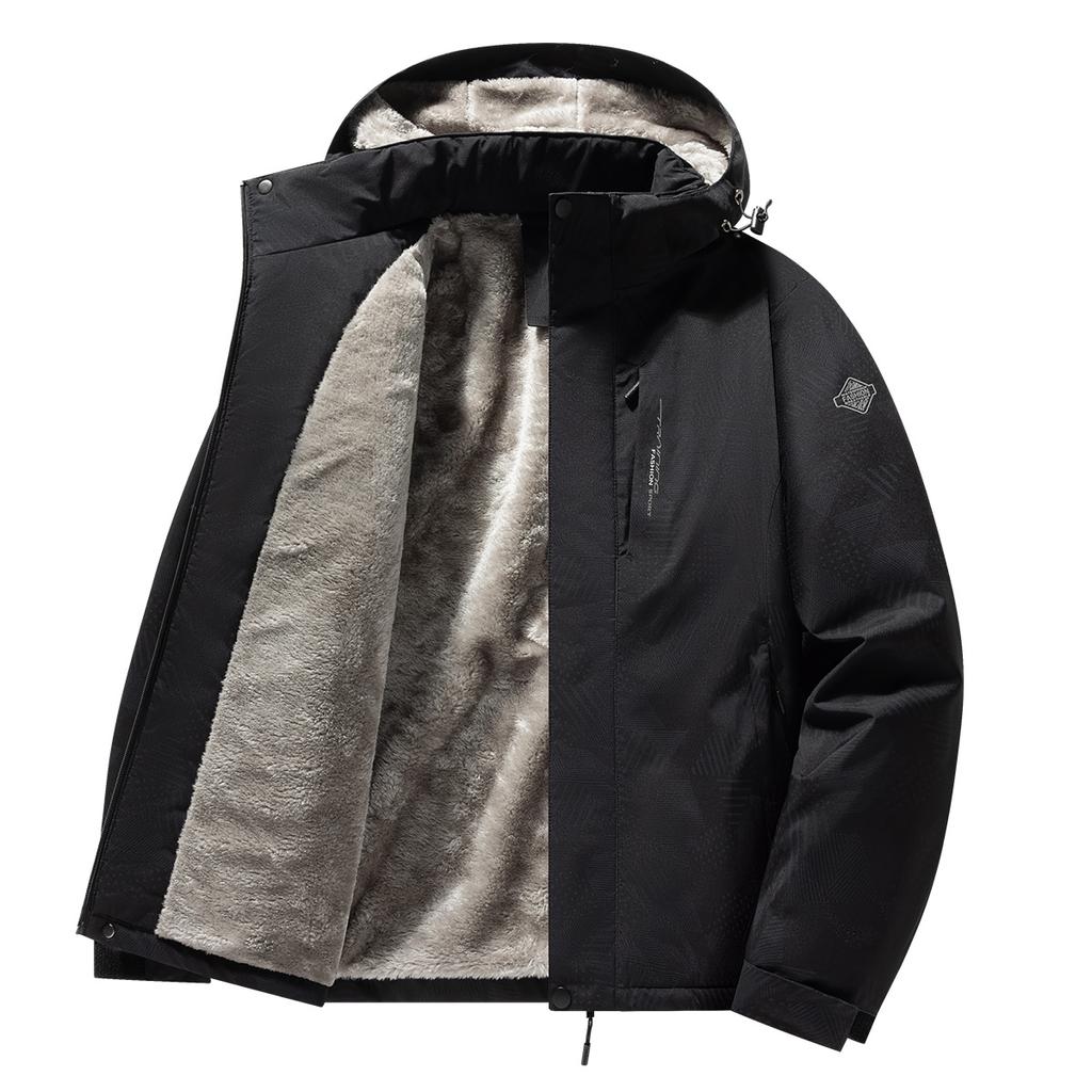 Velvet Cotton Coat Men's Winter Cotton Thickened Cotton Coat Outdoor Charge Jacket Cold-resistant and Warm Cotton Jacket