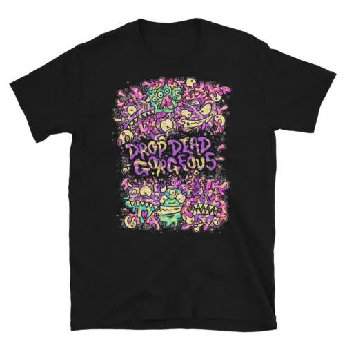 Unisex Short Sleeve Crew Neck Cotton T Shirt Drop Dead Gorgeous Neon Monsters Scene M