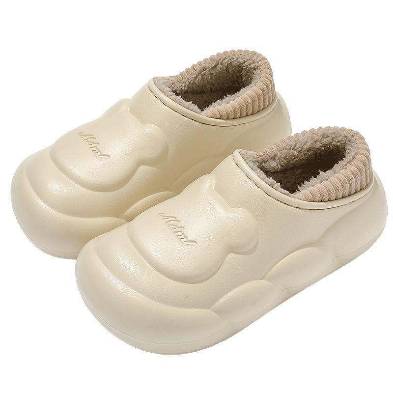 Household waterproof cotton slippers winter new velvet warm non-slip indoor thick-soled cotton shoes outer wear